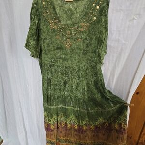 Green Boho Embellished Maxi Dress